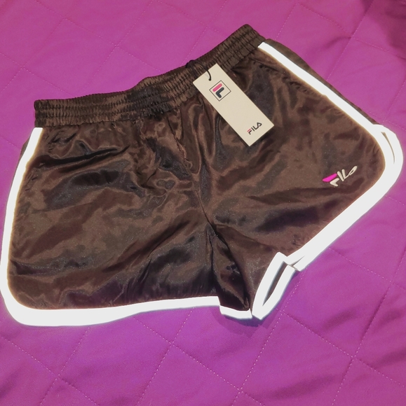 N.W.T. Fila shorts shiny black satin - Picture 11 of 16